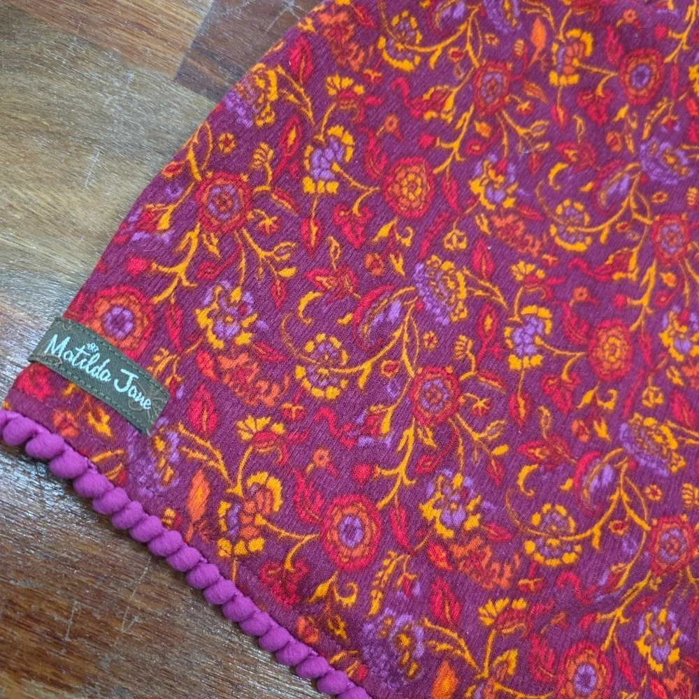 Matilda Jane Girls Red Orange Floral Smocked‎ Pom Pom Trim Shorts Size 16 NWT